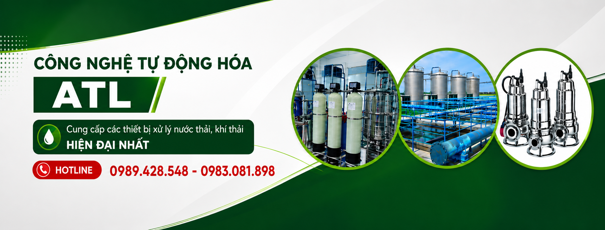 Banner giới thiệu dịch vụ xử lý nước thải và khí thải của Công ty Tự động hóa ATL