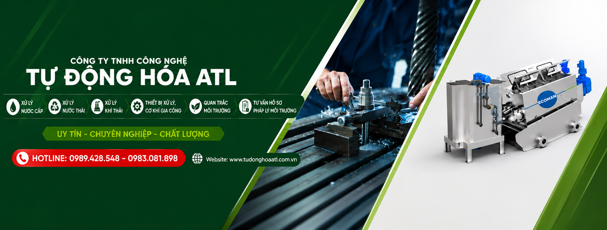 Banner Công ty TNHH Công nghệ Tự động hóa ATL chuyên thiết bị xử lý môi trường