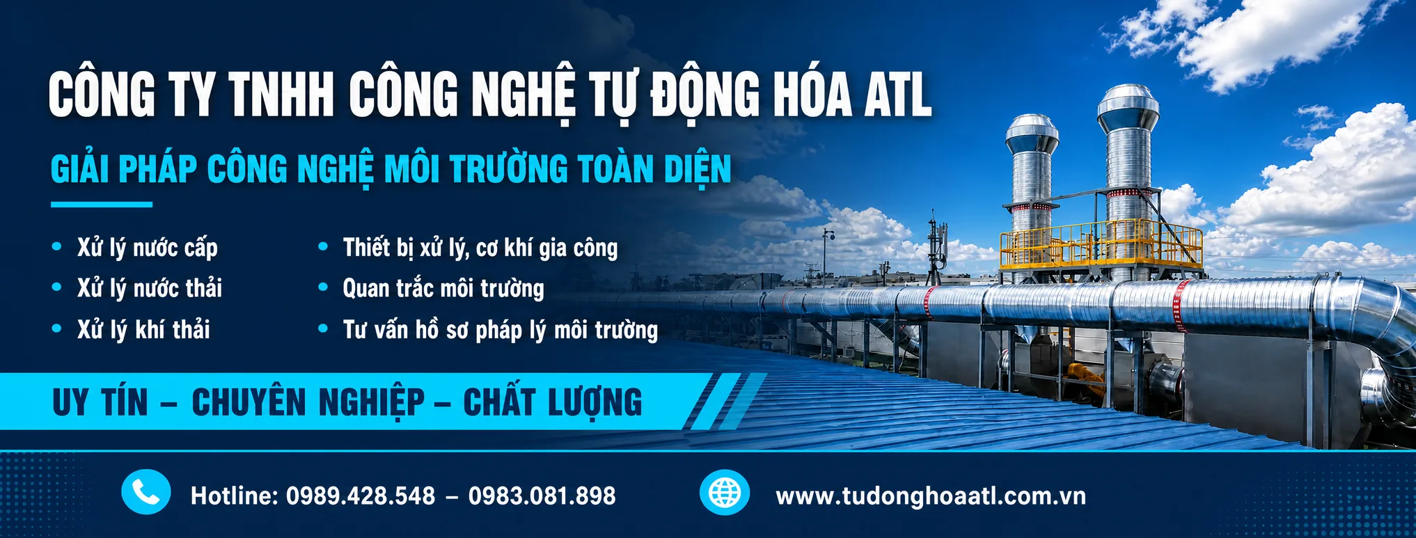 Banner Công ty TNHH Công nghệ Tự động hóa ATL - dịch vụ xử lý nước cấp, nước thải, khí thải, cơ khí gia công và tư vấn hồ sơ pháp lý môi trường tại Bắc Ninh